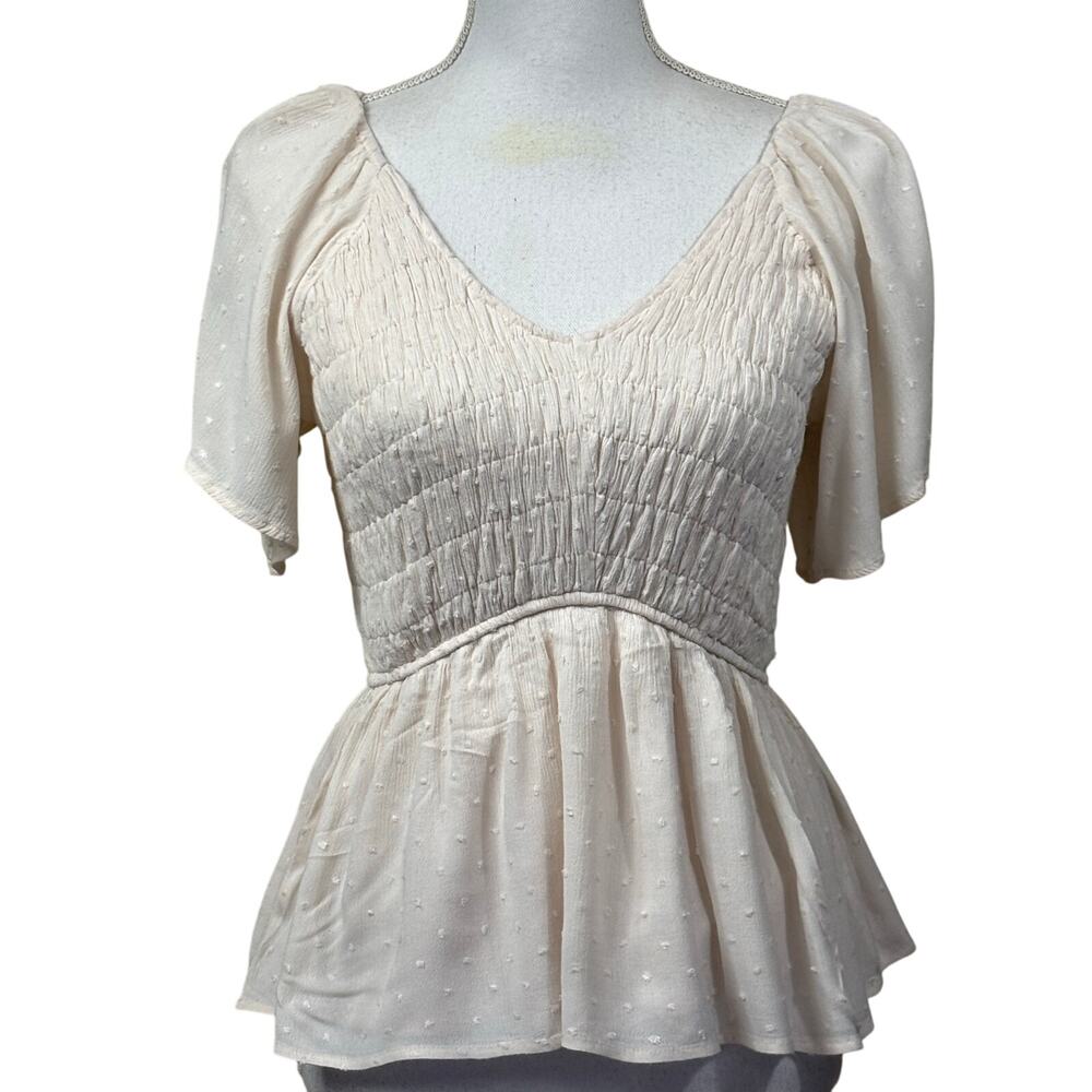 Tea Rose top, cream, romantic, smocked, feminine, cottagecore,‎ bohemian